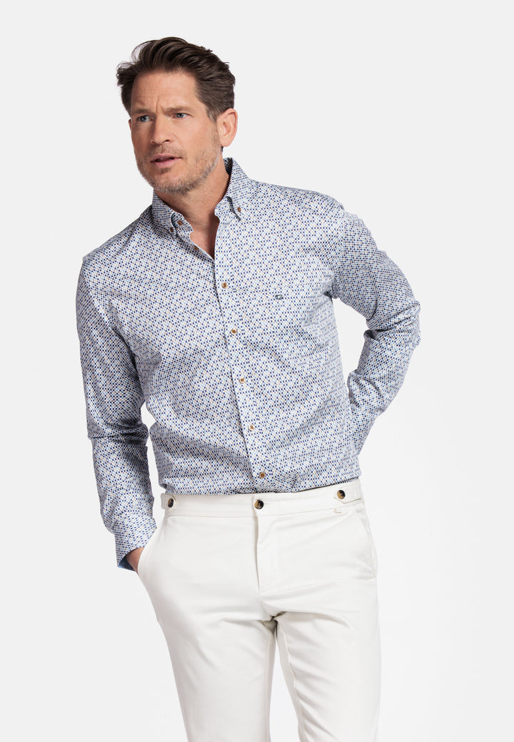 Giordano Ivy Overhemd met abstracte print - Navy - 517027-60