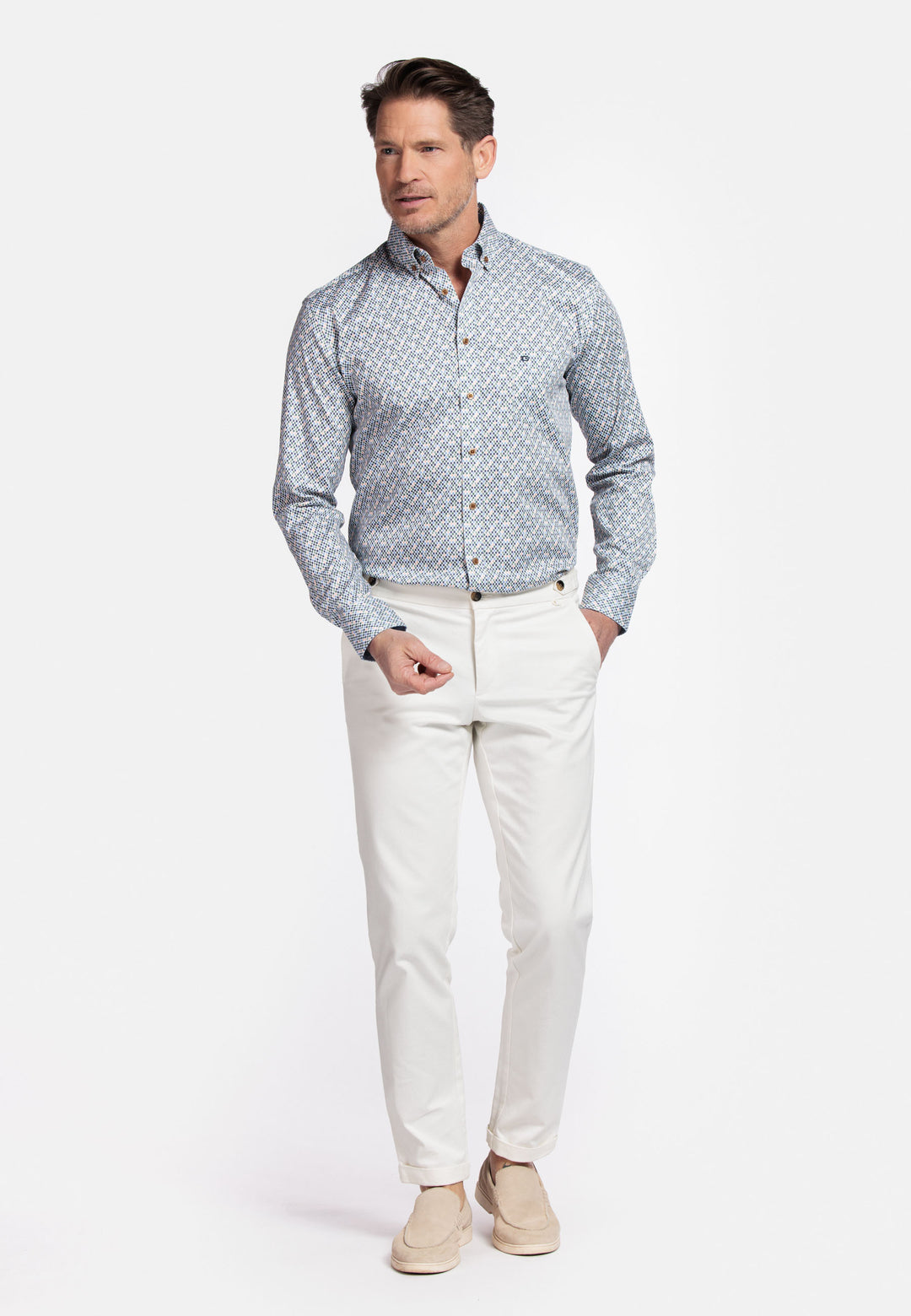 Giordano Ivy Overhemd met abstracte print - Groen - 517027-70