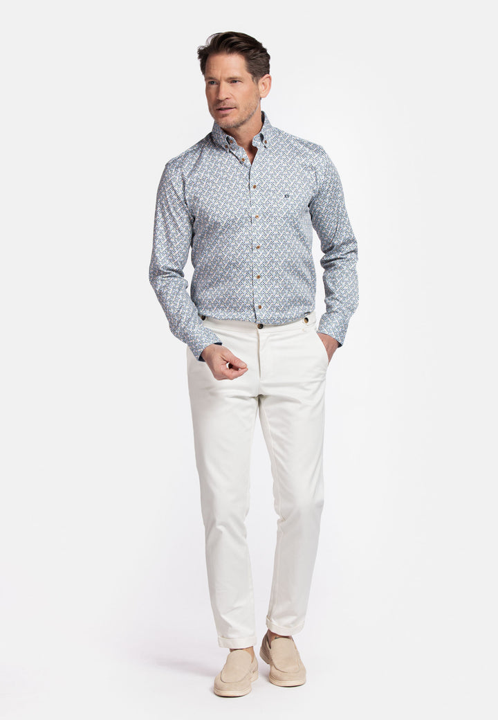 Giordano Ivy Overhemd met abstracte print - Groen - 517027-70