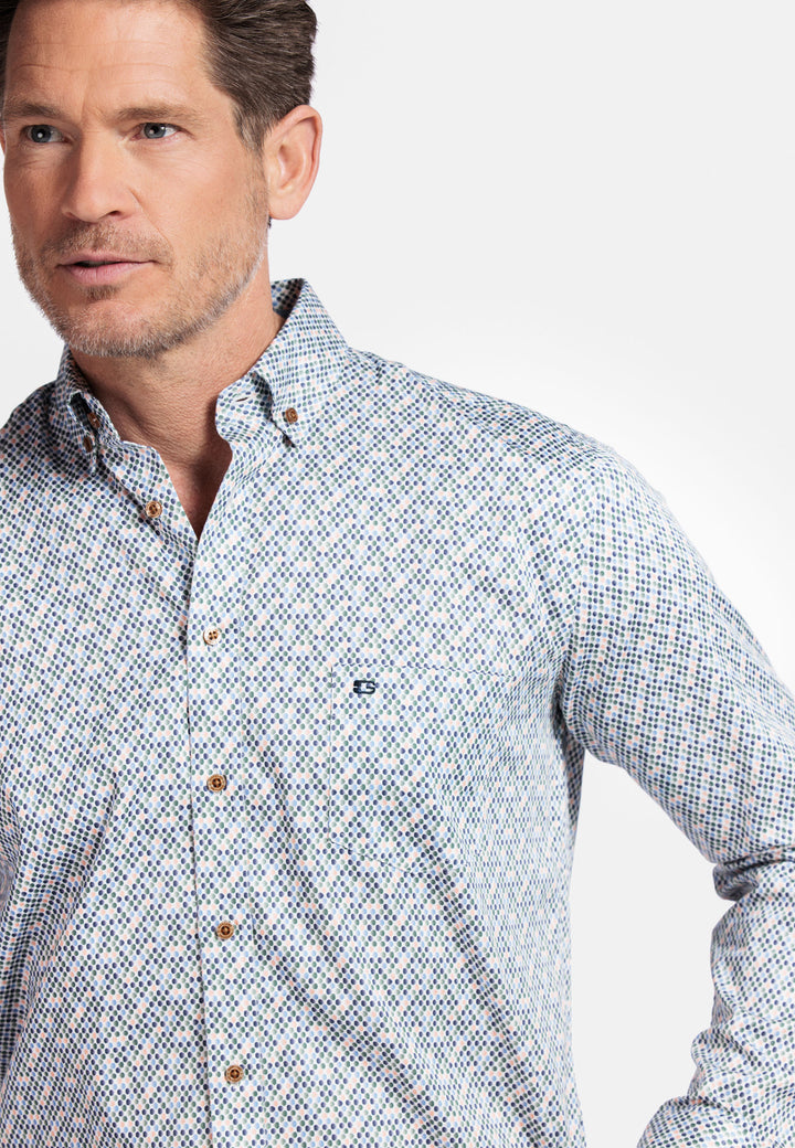Giordano Ivy Overhemd met abstracte print - Groen - 517027-70