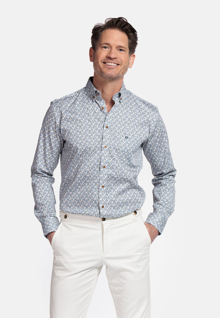 Giordano Ivy Overhemd met abstracte print - Groen - 517027-70