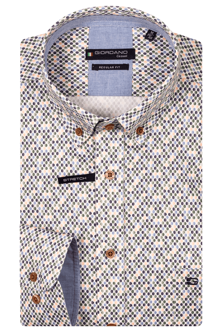 Giordano Ivy Overhemd met abstracte print - Groen - 517027-70