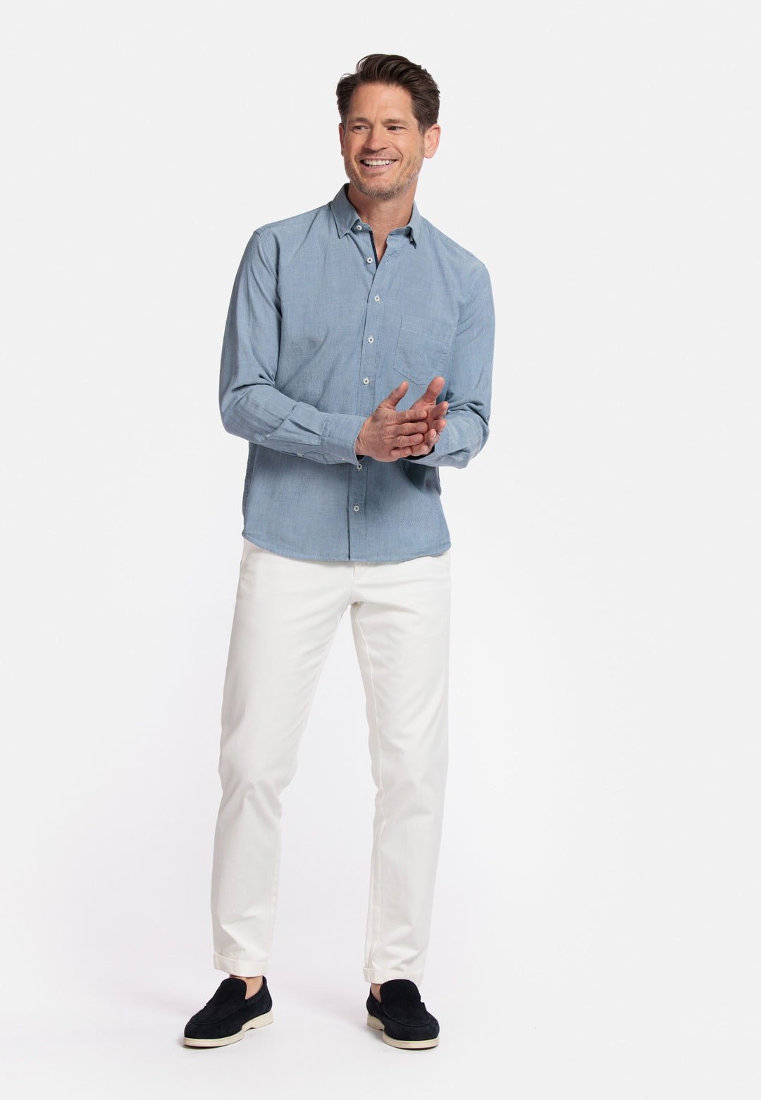 Giordano Verona Button Under Chambray Overhemd - Navy - 517029-60