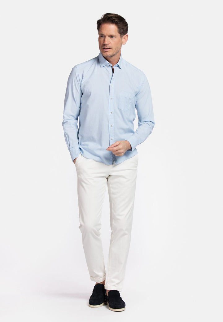 Giordano Verona Button Under Chambray Overhemd - Lichtblauw - 517029-61