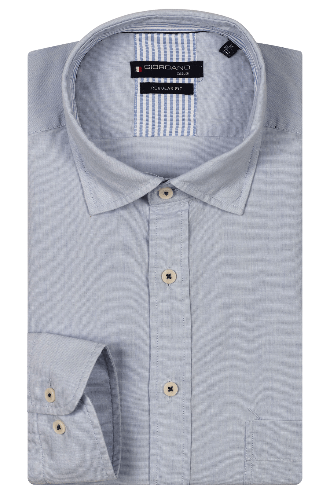 Giordano Verona Button Under Chambray Overhemd - Lichtblauw - 517029-61