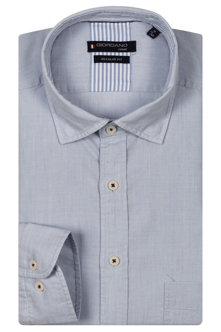 Giordano Verona Button Under Chambray Overhemd - Lichtblauw - 517029-61