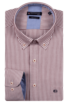 Giordano Rood Lang Regular fit  Streep Overhemd 517131 30