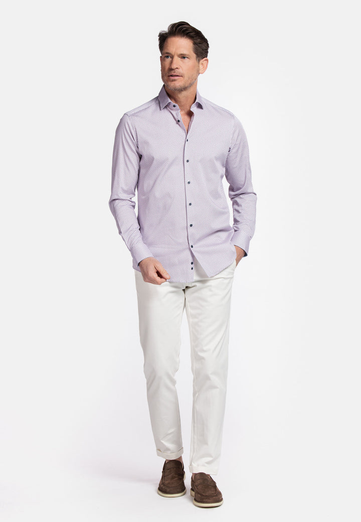 Giordano Maggiore Semi Cutaway Grafische Print Overhemd - Paars - 517825-40