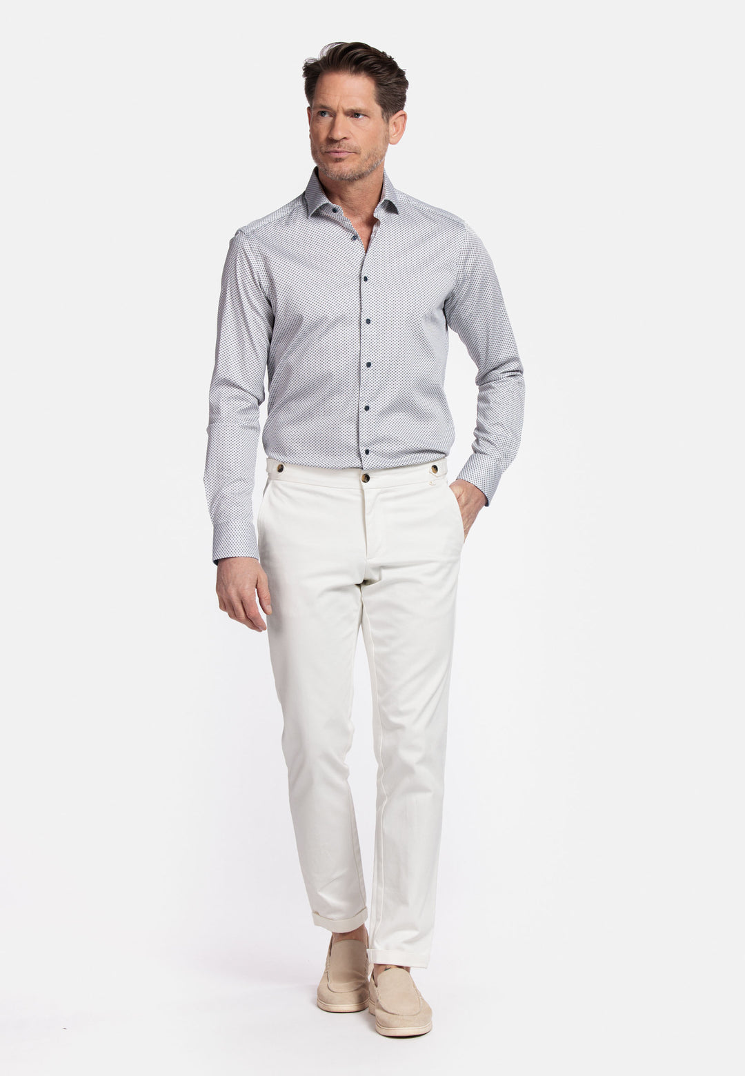 Giordano Maggiore Semi Cutaway Print Overhemd - Beige - 517825-80