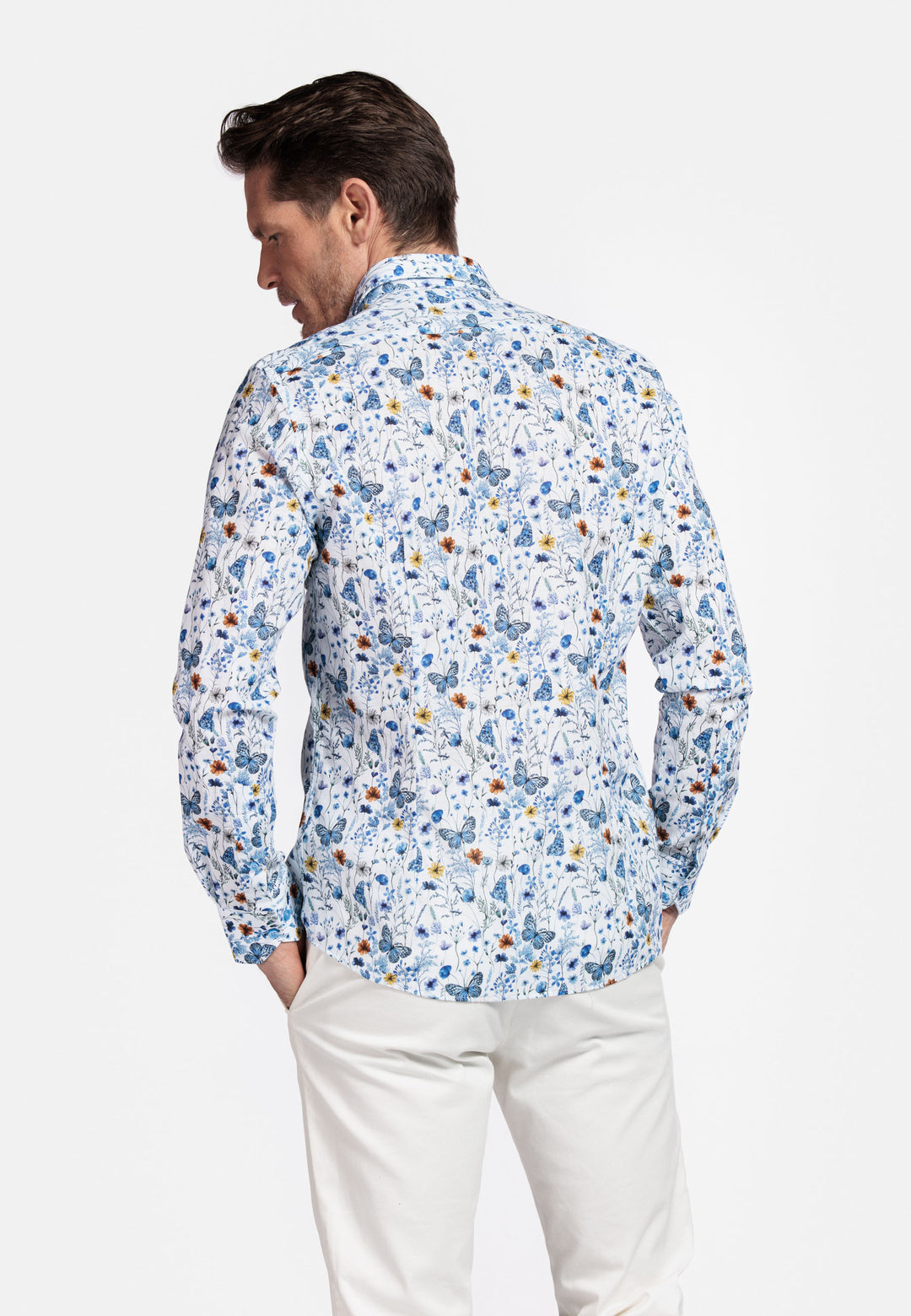 Giordano Maggiore Semi Cutaway Bloemenprint Overhemd - Wit