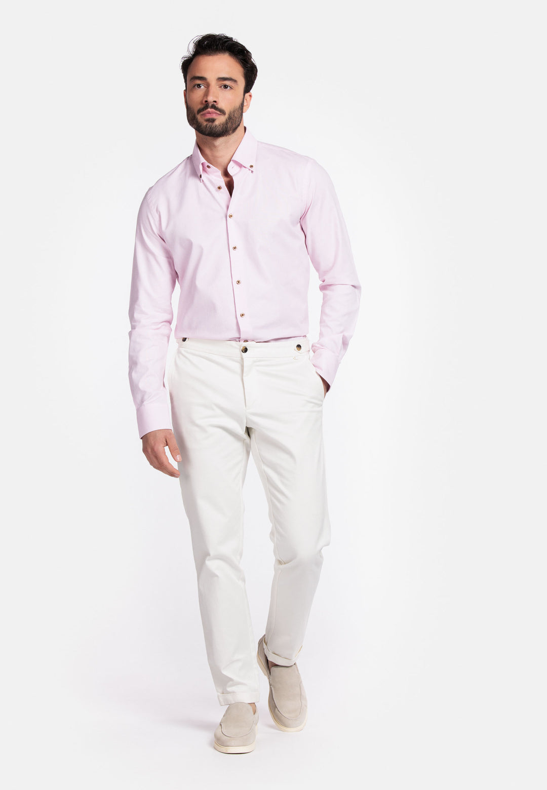 Giordano Loretto Button Down Pinpoint Dobby Overhemd - Roze