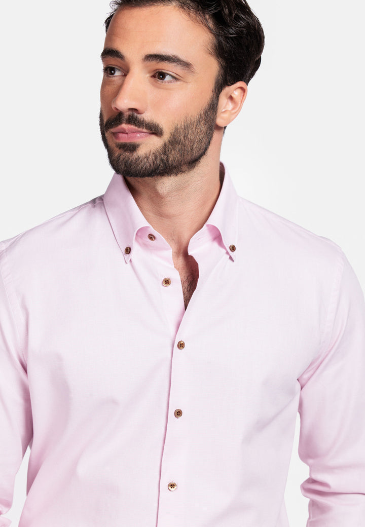 Giordano Loretto Button Down Pinpoint Dobby Overhemd - Roze