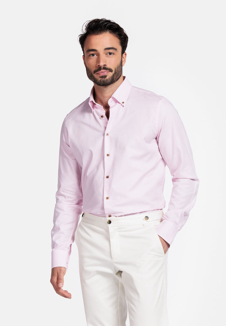 Giordano Loretto Button Down Pinpoint Dobby Overhemd - Roze