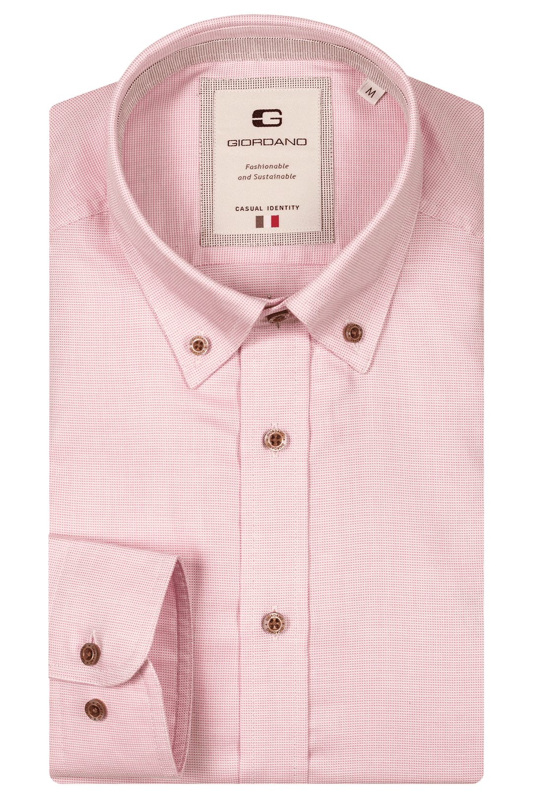 Giordano Loretto Button Down Pinpoint Dobby Overhemd - Roze