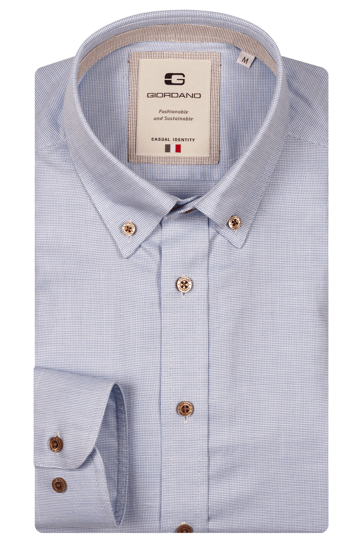 Giordano Loretto Button Down Pinpoint Dobby Overhemd - Lichtblauw