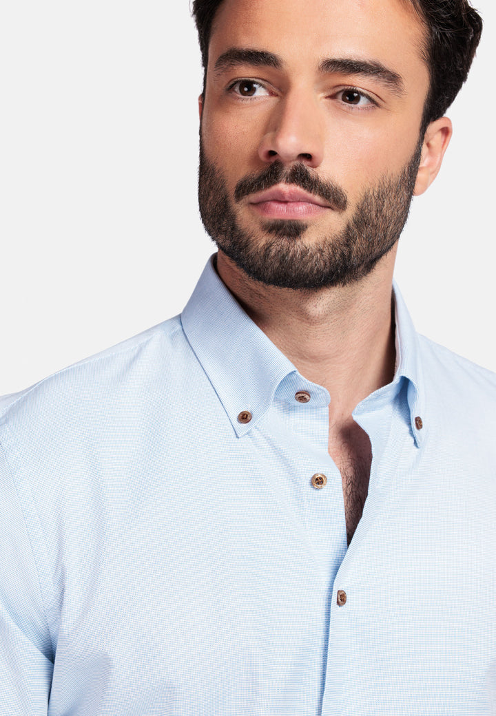 Giordano Loretto Button Down Pinpoint Dobby Overhemd - Lichtblauw