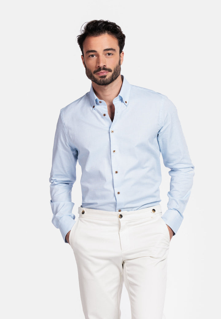 Giordano Loretto Button Down Pinpoint Dobby Overhemd - Lichtblauw