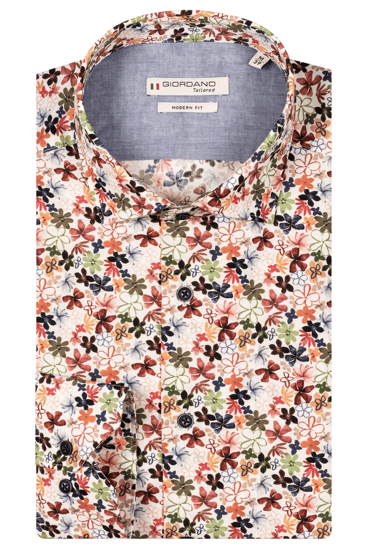 Giordano Maggiore Semi Cutaway Bloemenprint Overhemd - Rood - 517856-30