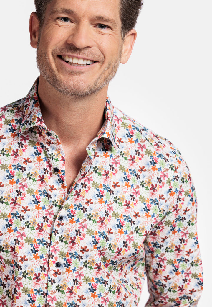 Giordano Maggiore Semi Cutaway Bloemenprint Overhemd - Rood - 517856-30