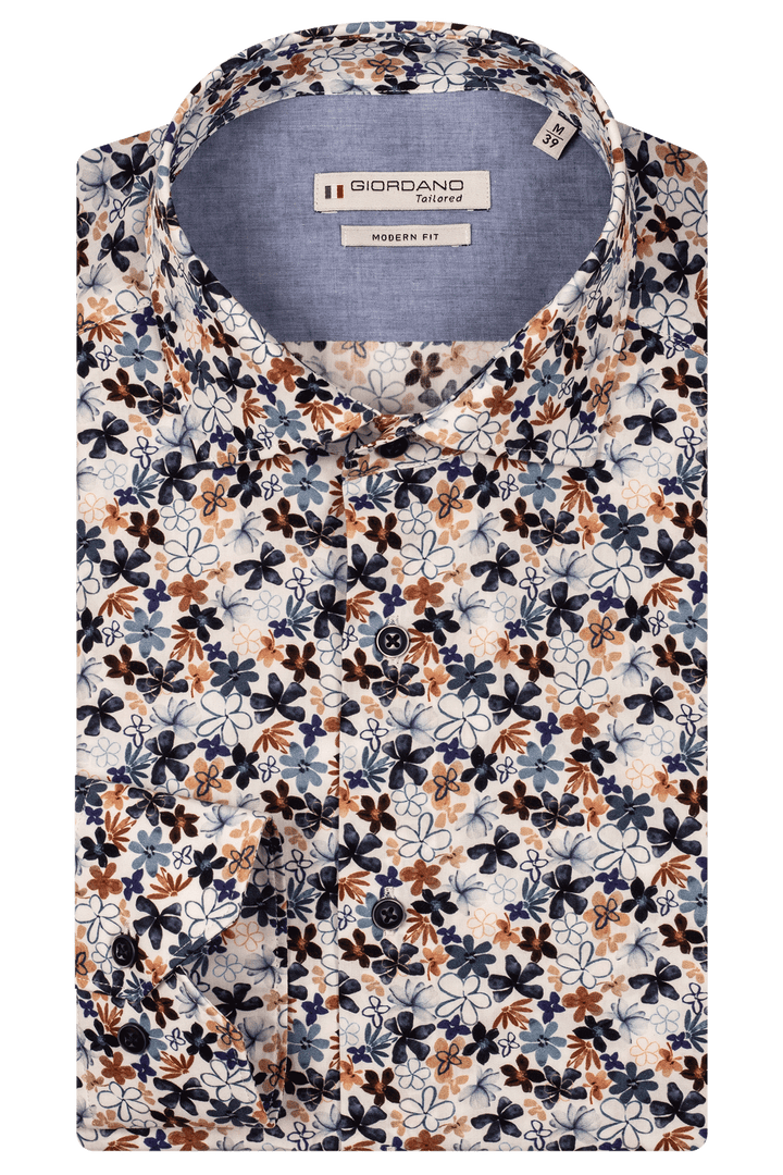 Giordano Maggiore Semi Cutaway Bloemenprint Overhemd - Navy - 517856-60
