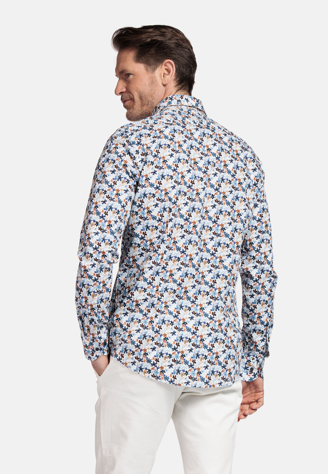 Giordano Maggiore Semi Cutaway Bloemenprint Overhemd - Navy - 517856-60