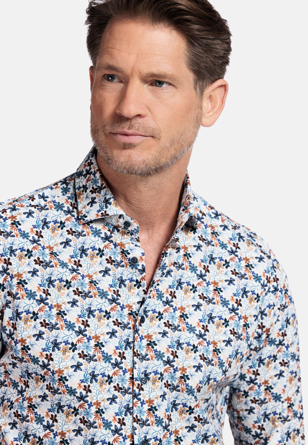 Giordano Maggiore Semi Cutaway Bloemenprint Overhemd - Navy - 517856-60