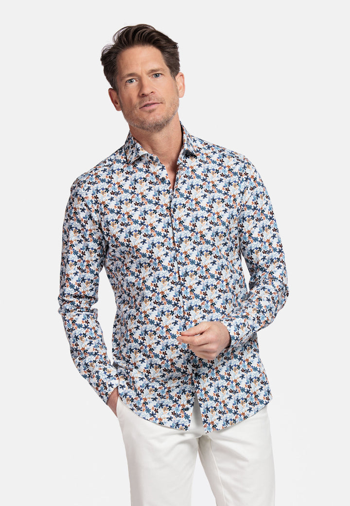 Giordano Maggiore Semi Cutaway Bloemenprint Overhemd - Navy - 517856-60