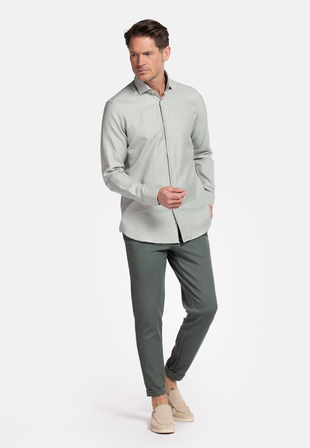 Giordano Maggiore Semi Cutaway Overhemd - Groen - 517880-71