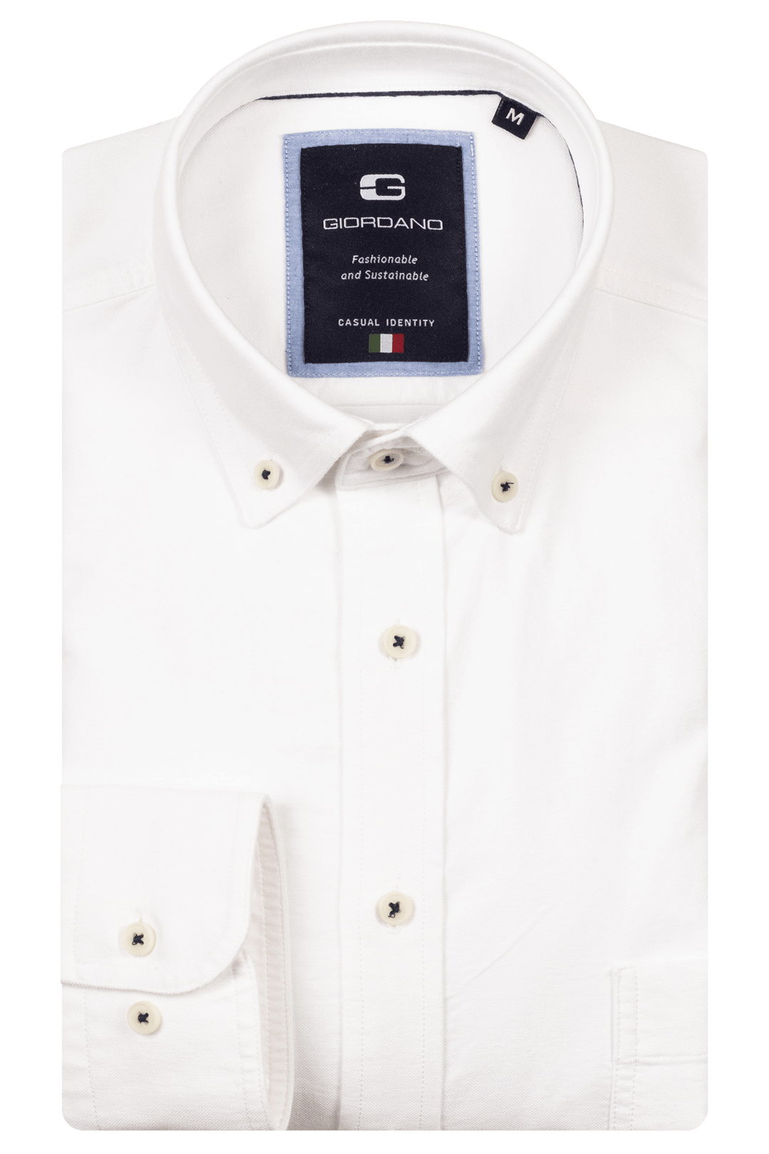 Giordano Brando Button Down Oxford Overhemd - Wit - 527007-10