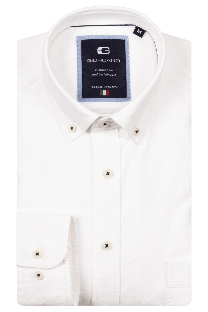 Giordano Brando Button Down Oxford Overhemd - Wit - 527007-10