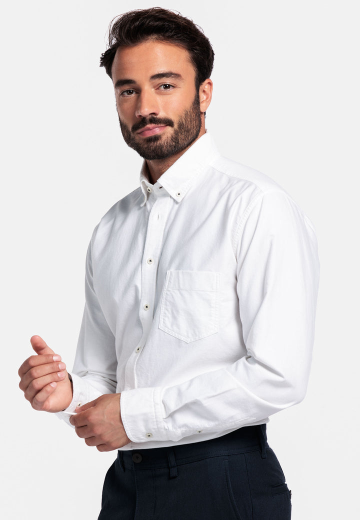 Giordano Brando Button Down Oxford Overhemd - Wit - 527007-10
