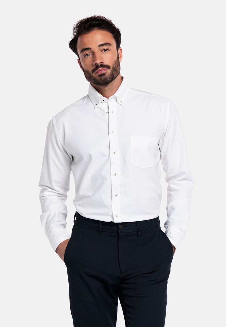 Giordano Brando Button Down Oxford Overhemd - Wit - 527007-10