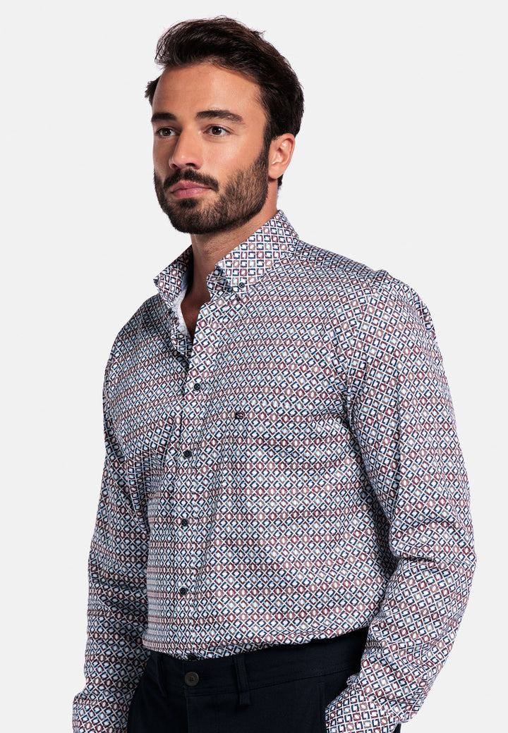 Giordano Ivy Grafische Print Overhemd - Paars - 527014-40