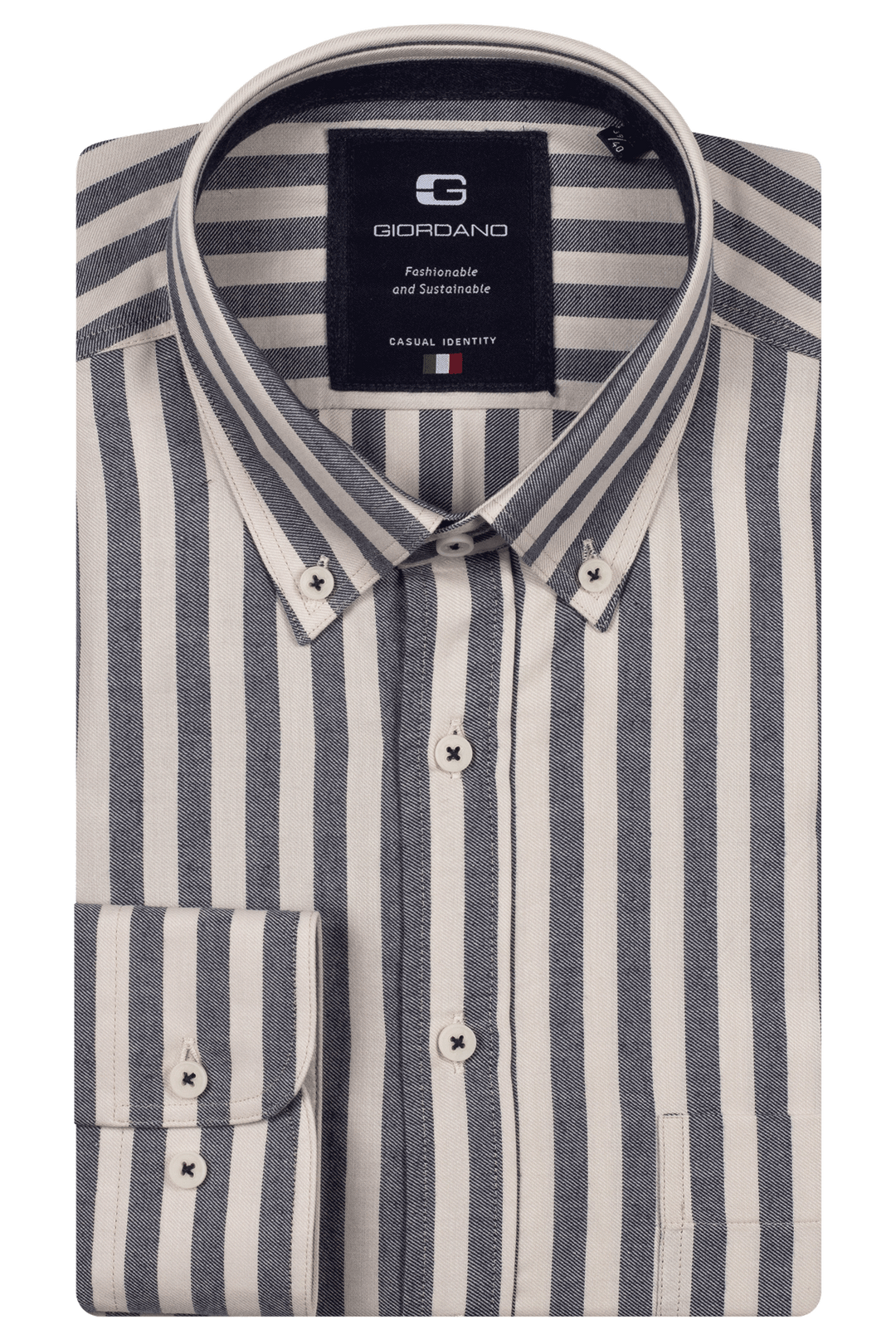 Giordano Brando Twill Gestreept Overhemd - Blauw - 527101-60