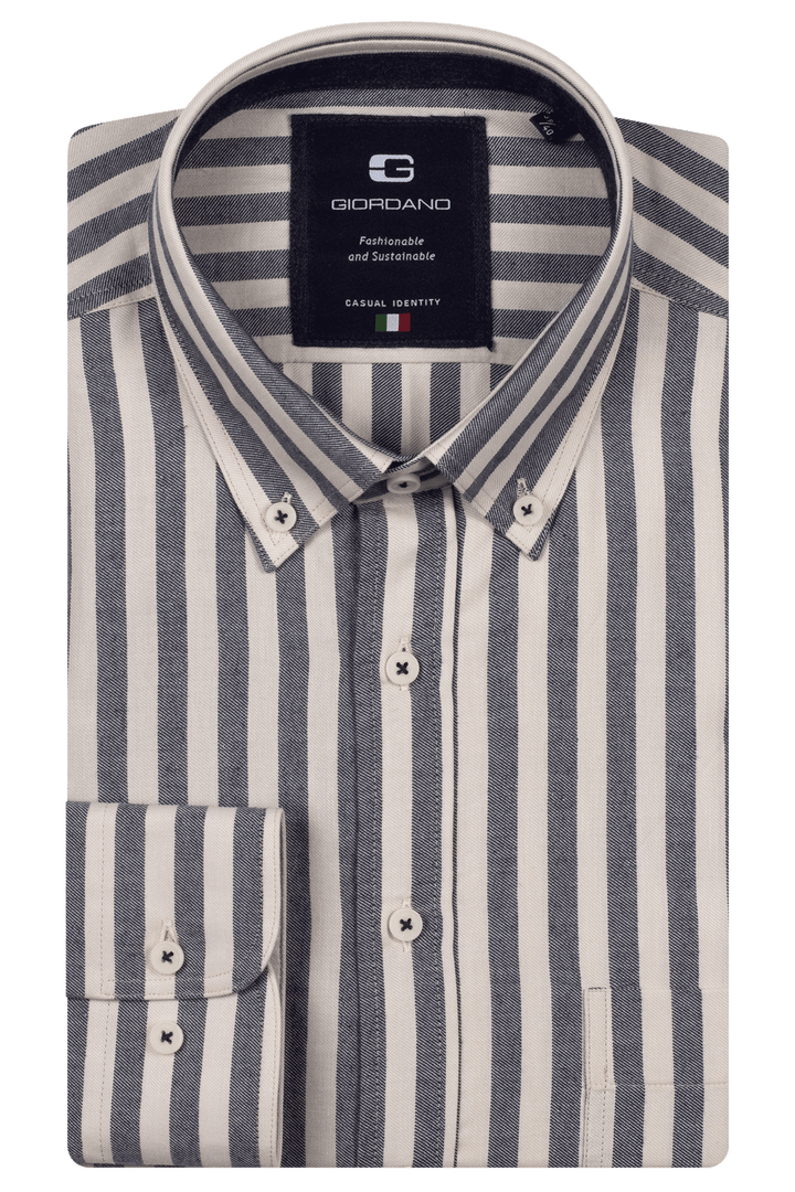 Giordano Brando Twill Gestreept Overhemd - Blauw - 527101-60