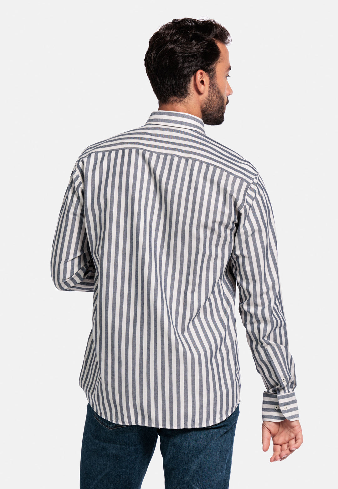 Giordano Brando Twill Gestreept Overhemd - Blauw - 527101-60