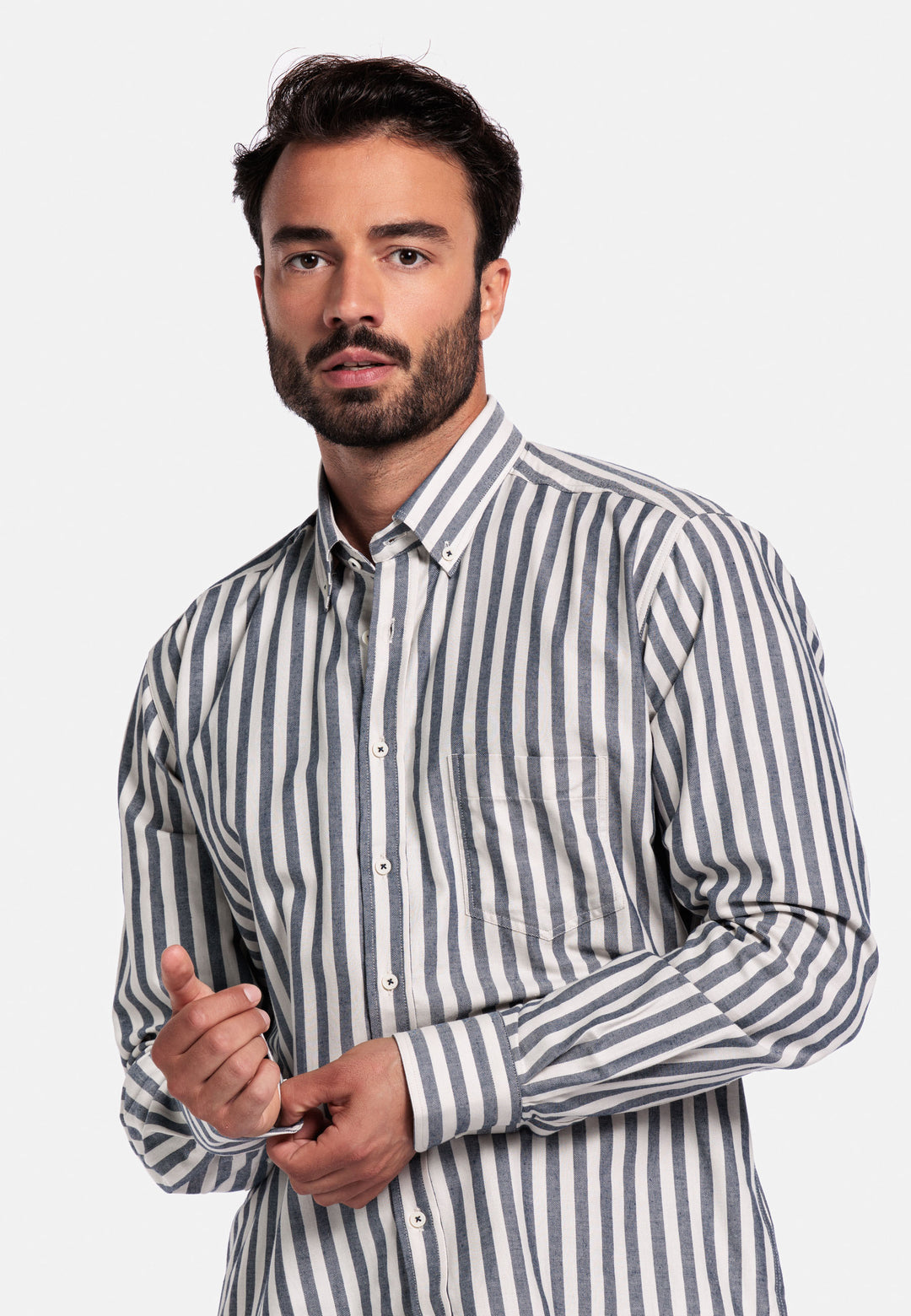 Giordano Brando Twill Gestreept Overhemd - Blauw - 527101-60