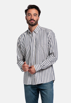 Giordano Brando Twill Gestreept Overhemd - Blauw - 527101-60