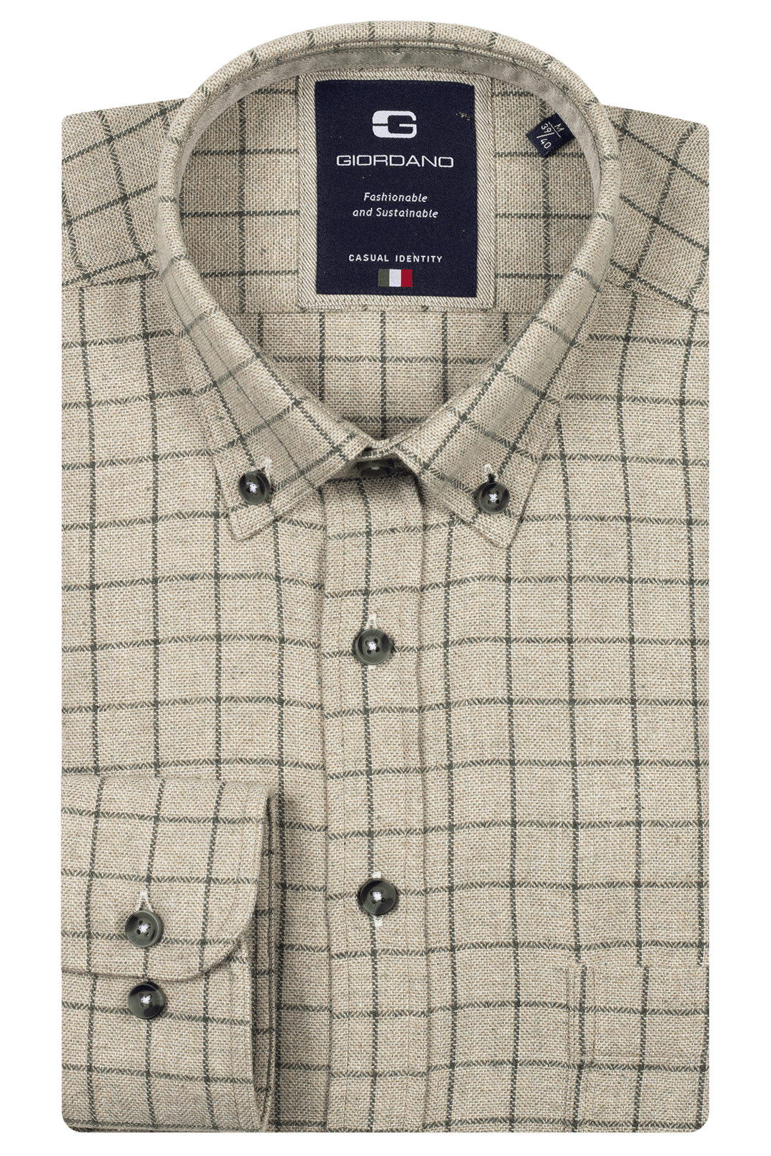 Giordano Brando Flanel Overhemd - Groen - 527302-70