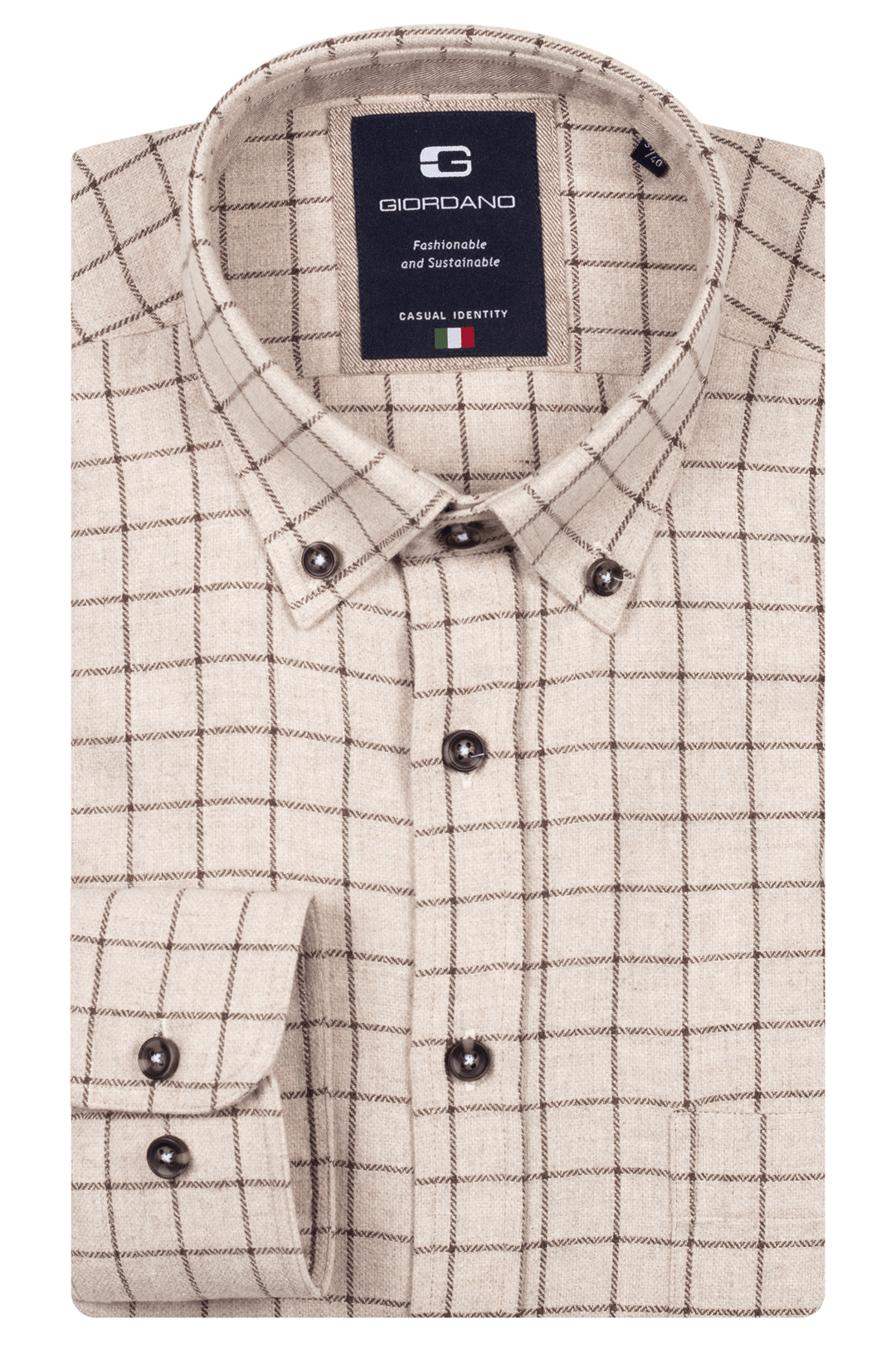 Giordano Brando Flanel Overhemd - Bruin - 527302-80