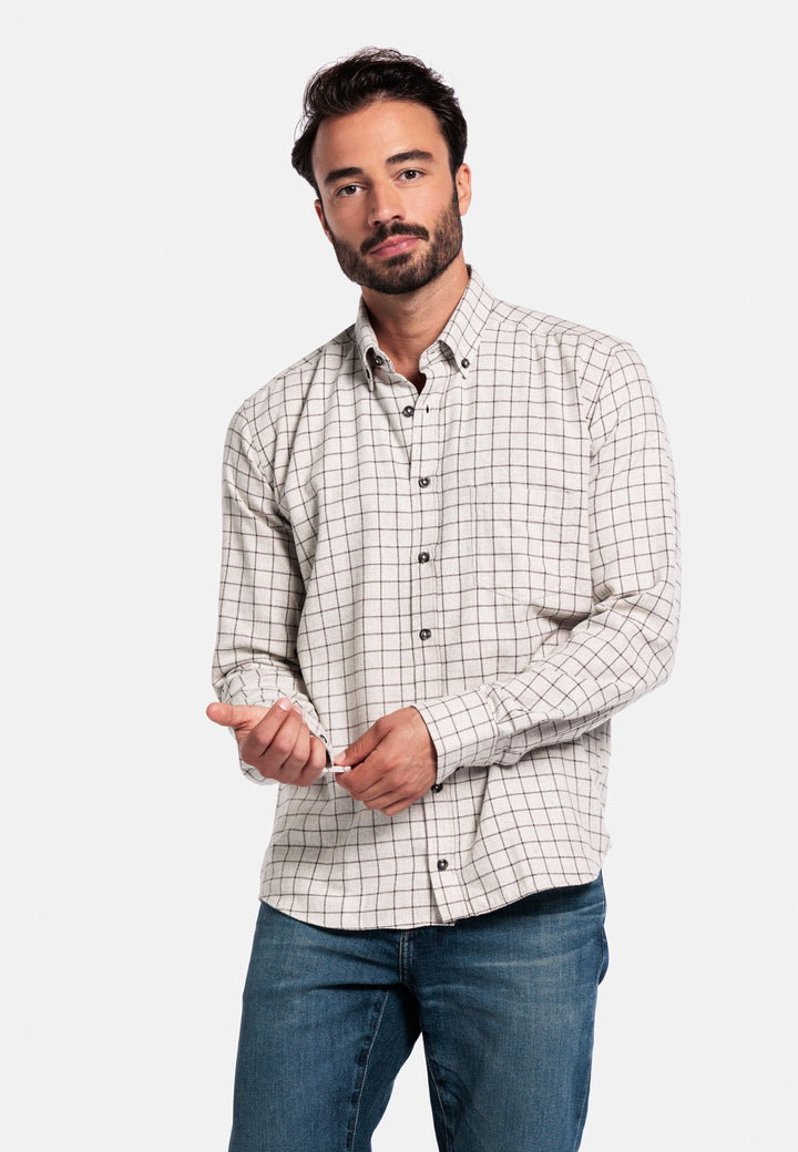 Giordano Brando Flanel Overhemd - Bruin - 527302-80