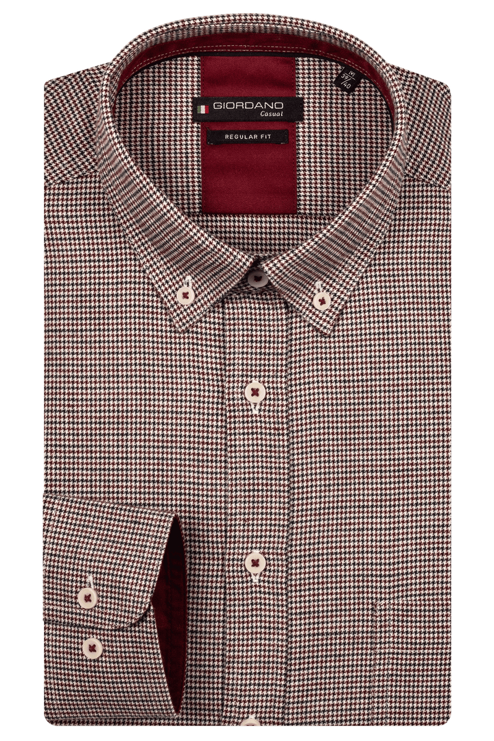 Giordano Ivy Pied-de-Poule Overhemd - Paars - 527310-40