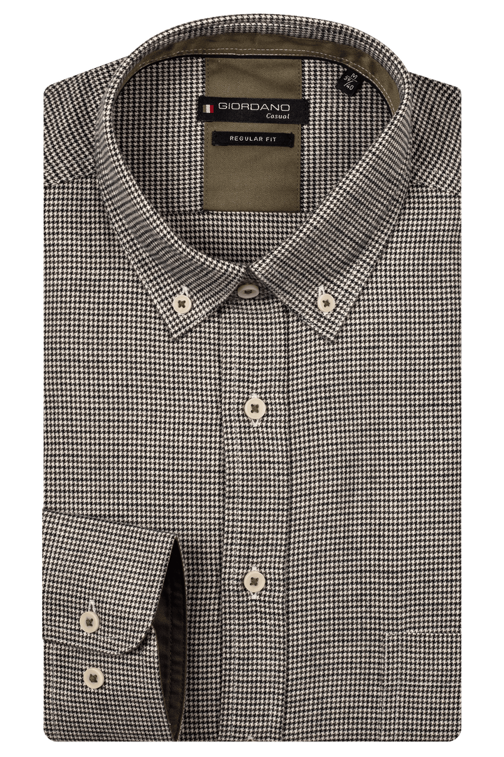 Giordano Ivy Pied-de-Poule Overhemd - Groen - 527310-70