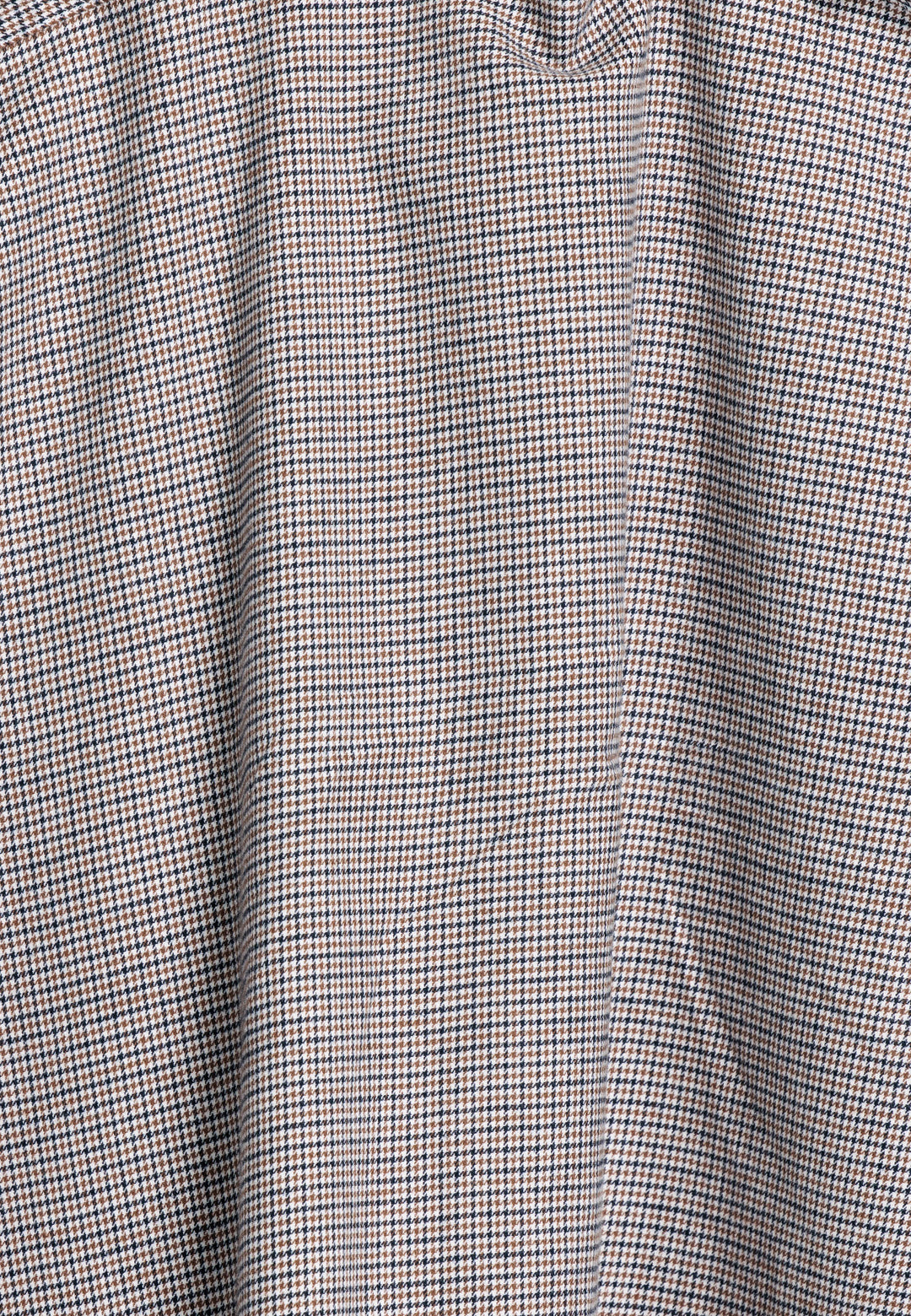 Giordano Ivy Pied-de-Poule Overhemd - Bruin - 527310-80