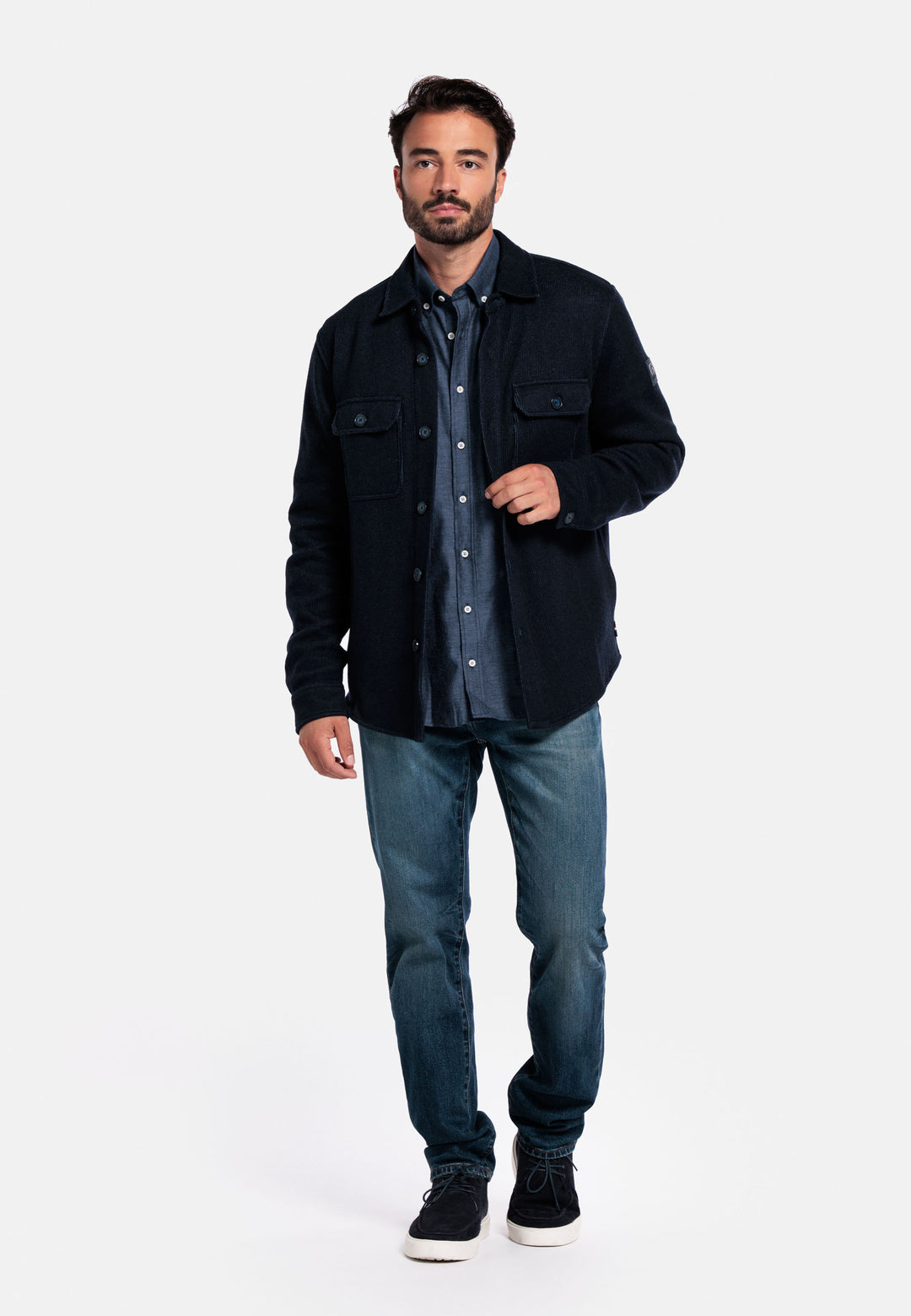 Giordano Taranto Klassiek Wollen Overshirt - Blauw - 527515-60