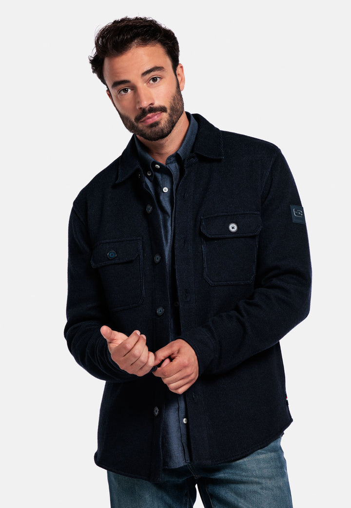 Giordano Taranto Klassiek Wollen Overshirt - Blauw - 527515-60