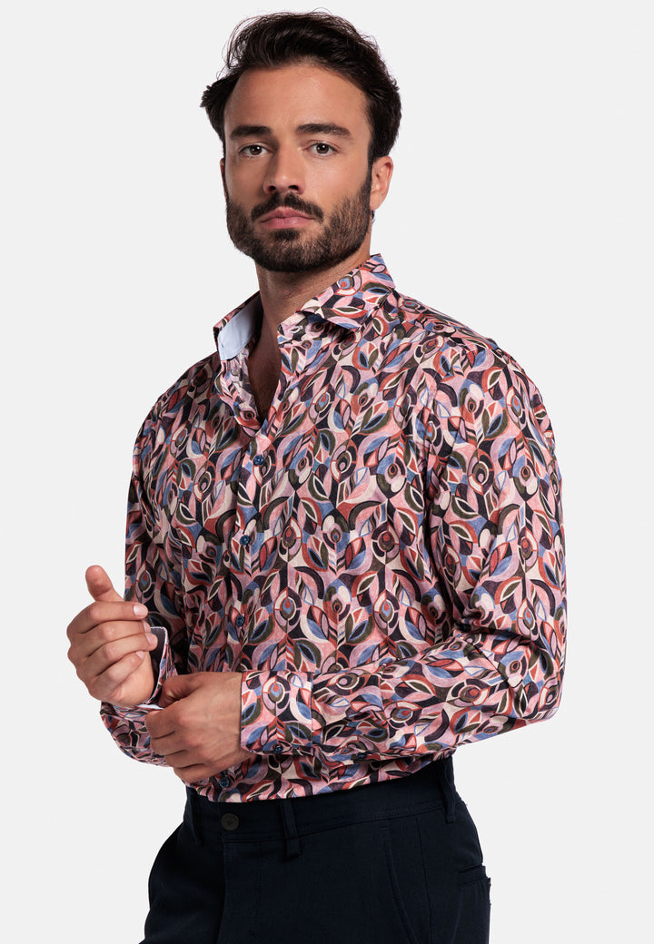 Giordano Maggiore Abstracte Print Overhemd - Rood - 527829-40