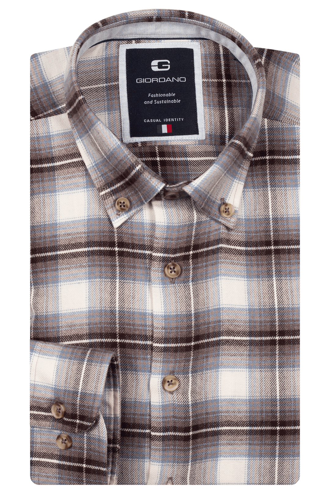 Giordano Loretto Flanel Overhemd - Bruin - 527836-80