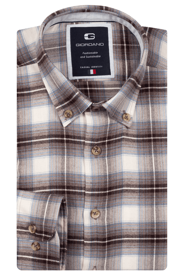 Giordano Loretto Flanel Overhemd - Bruin - 527836-80
