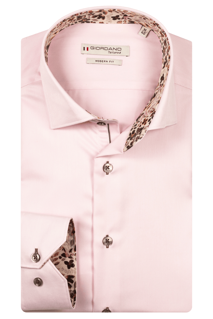 Giordano Locarno Semi Cutaway Twill Overhemd - Roze - 527877-50